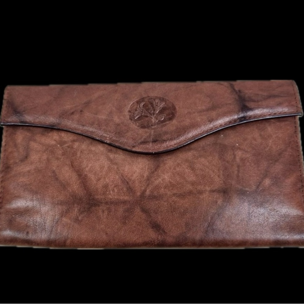 BUXTON Genuine High Grade Leather 8” Wallet w Checkbook Cover Marbled Brown EEUC - Picture 10 of 13